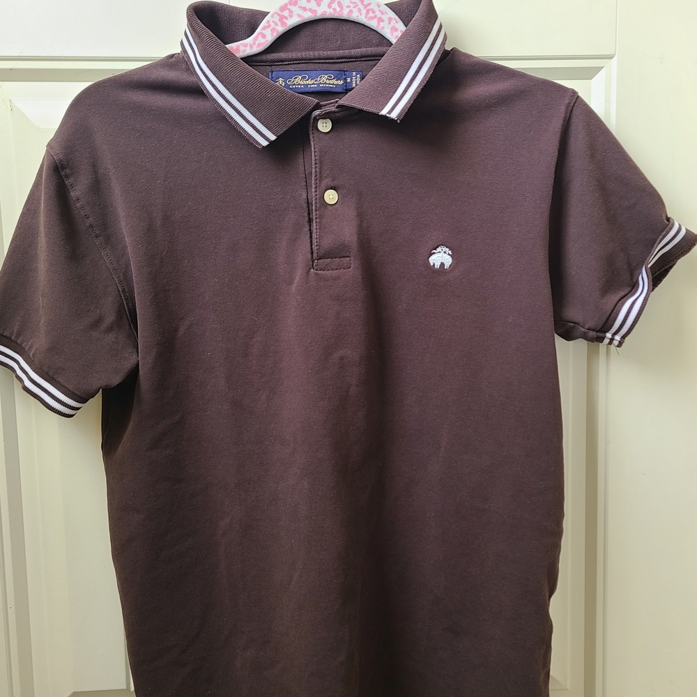 Brooks Brothers Chocolate Polo with White Accents